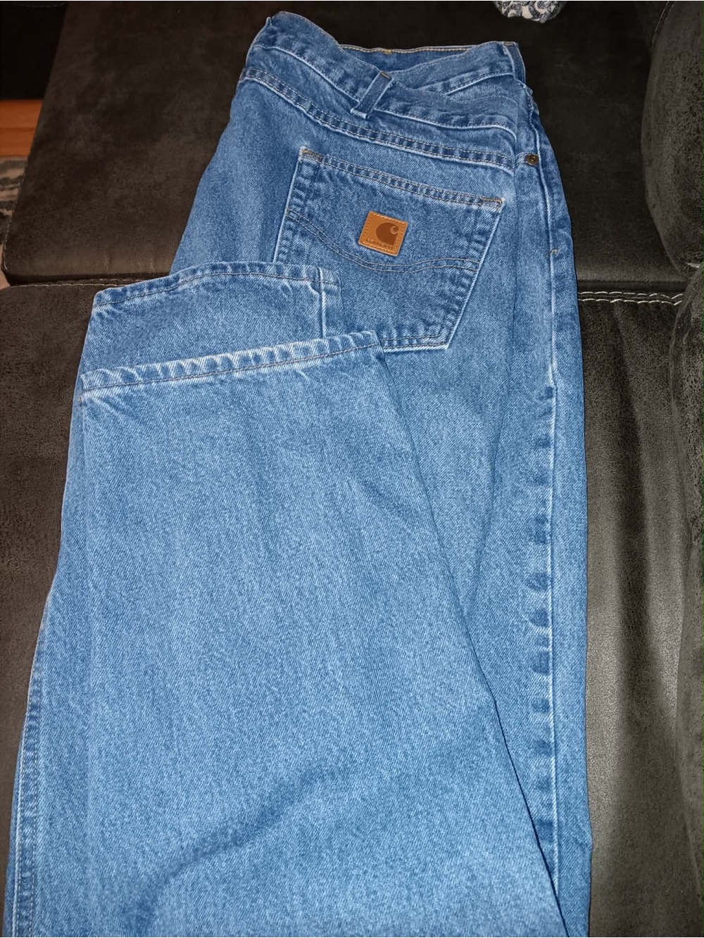 Carhartt Men’s Light Blue Relaxed Fit Jeans with Logo Patch